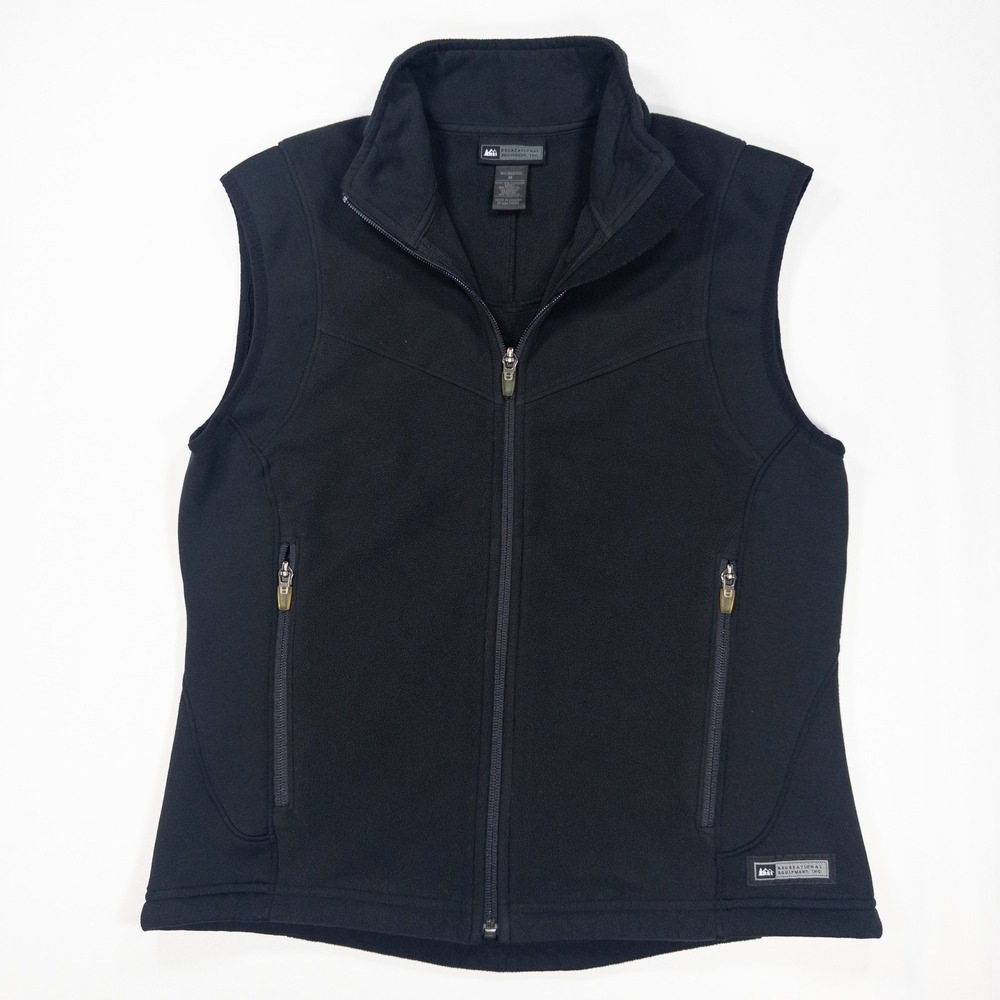 REI Polartec Fleece Vest Womens Medium Black Full Zip Outdoor Layer Gorpcore